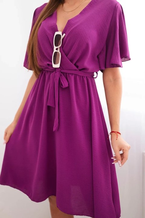 Sukienka z przekładanym dekoltem ciemno fioletowa