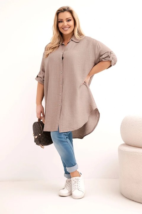 Koszula damska Plus Size z wiskozy z dłuższym tyłem fango