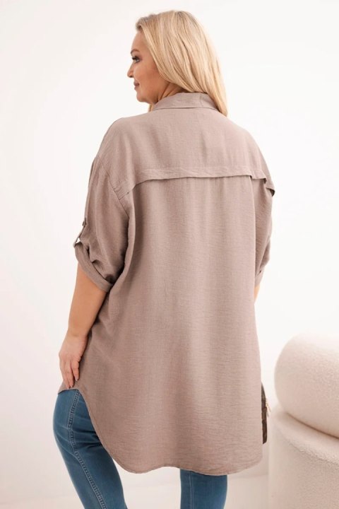 Koszula damska Plus Size z wiskozy z dłuższym tyłem fango