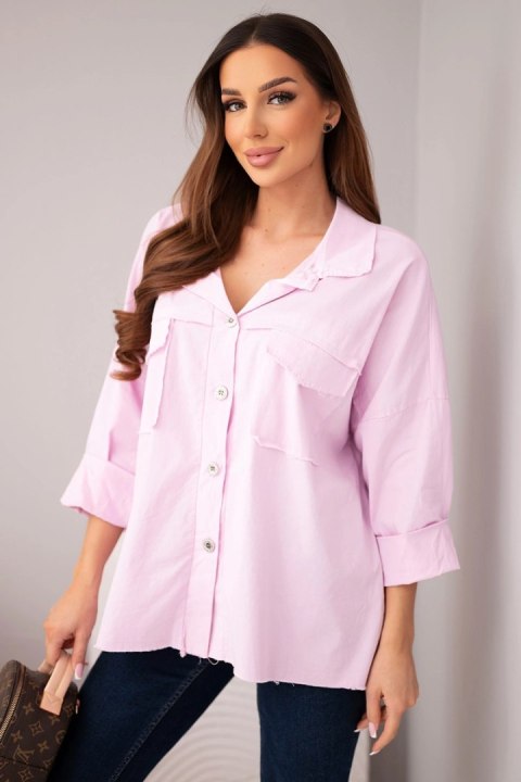 Koszula damska bawełniana z kieszeniami jasno fioletowa