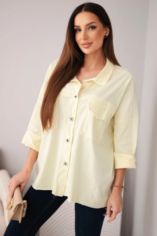 Koszula damska bawełniana z kieszeniami żółta