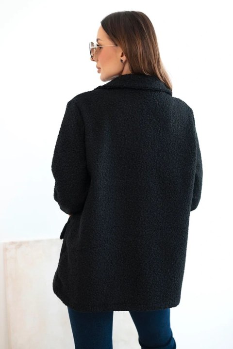 Kurtka damska z miękkiego baranka z kołnierzem czarna