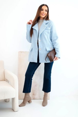 Kurtka damska z miękkiego baranka z kołnierzem niebieska