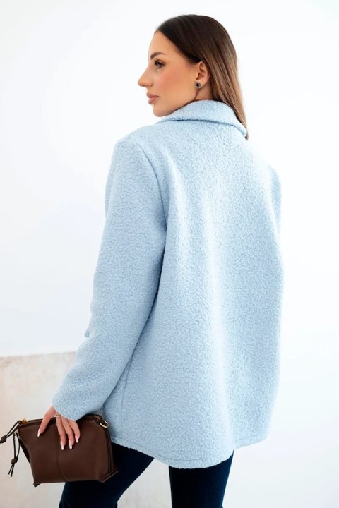 Kurtka damska z miękkiego baranka z kołnierzem niebieska