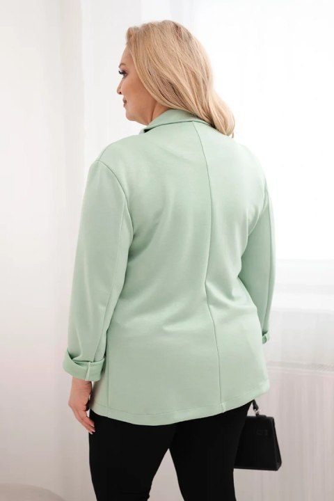 Marynarka damska z wiskozy Plus Size z długim rękawem i kołnierzem ciemno miętowa