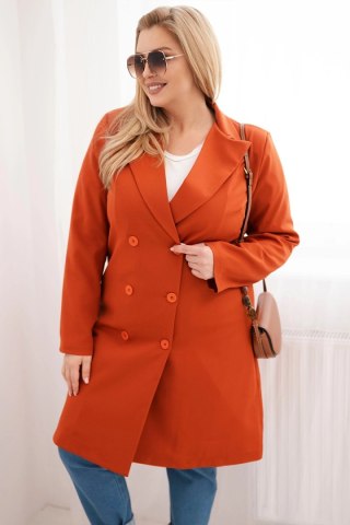 Płaszcz damski Plus Size dwurzędowy z kołnierzem rudy