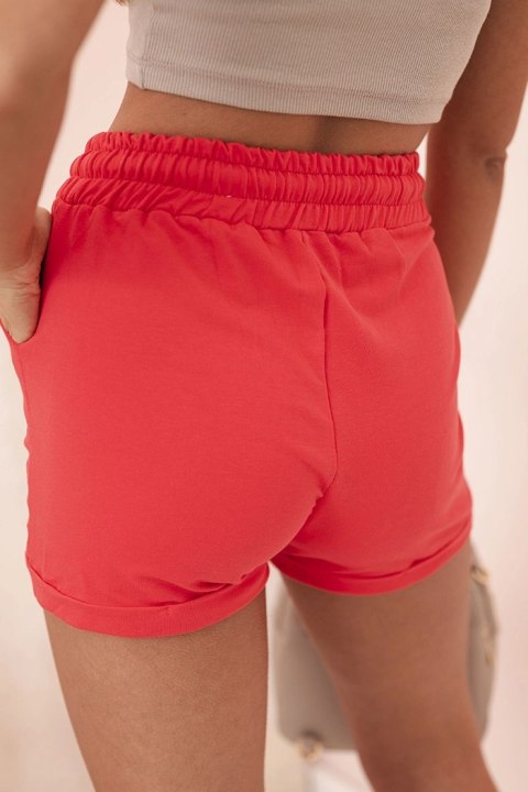 Spodenki damskie bawełniane z gumką i wiązanie w pasie malinowe