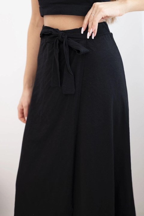 Spódnica damska bawełniana kopertowa maxi z wiązaniem czarna