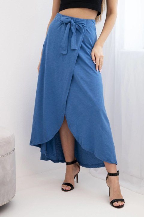 Spódnica damska bawełniana kopertowa maxi z wiązaniem jeansowa