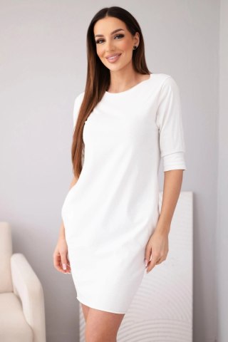 Sukienka damska bawełniana z rękawem 3/4 i kieszeniami biała