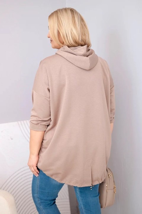Bluza damska Plus Size wiskozowa z kapturem i kieszenią kangurką fango