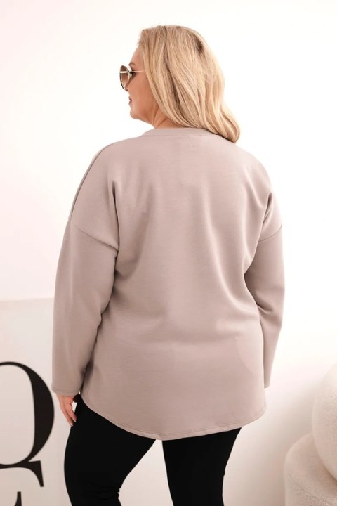 Bluza damska Plus Size z napisem i dekoltem V fango