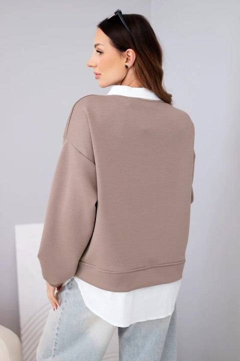 Bluza damska masełkowa z wiskozowy i z koszulową wstawką fango