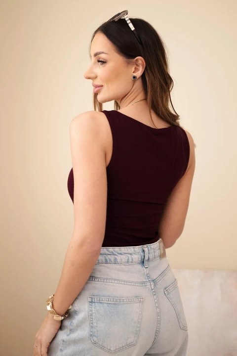 Bluzka damska na ramiączkach z dekoltem bordowa