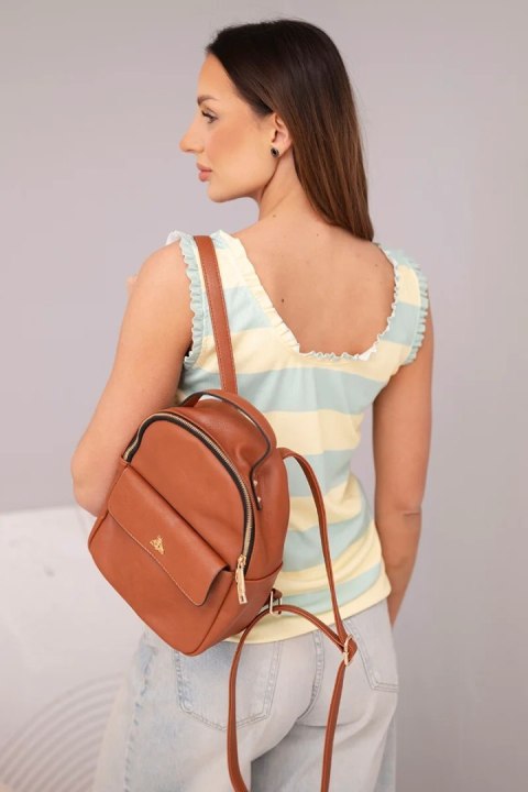 Bluzka damska wiskozowa bez rękawów w kolorowe pasy ciemny miętowy + żółty