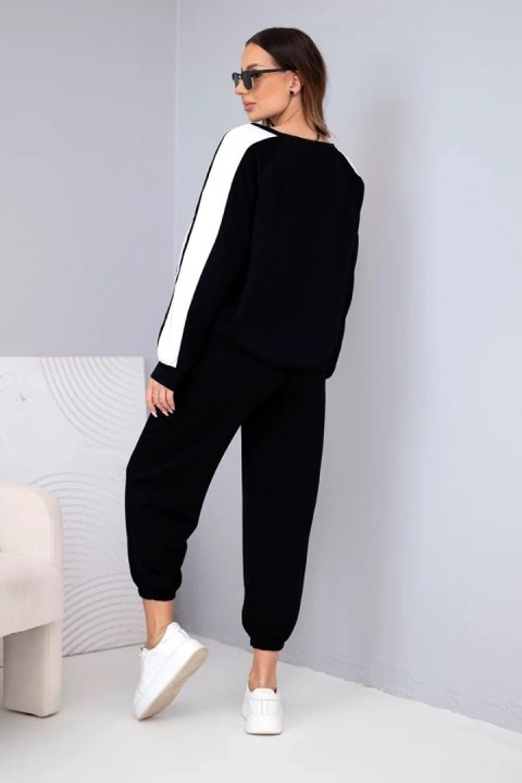 Komplet damski masełkowy z lampasem i ściągaczem czarny