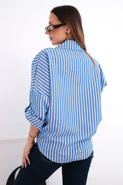 Koszula damska bawełniana w paski z wiązaniem jeansowa
