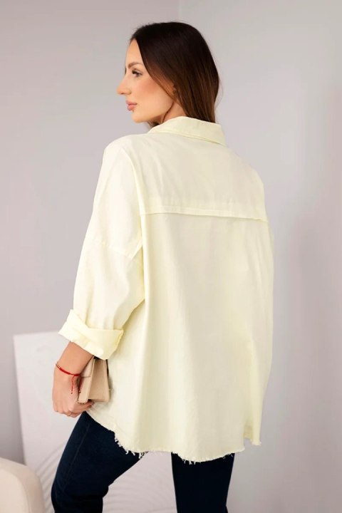 Koszula damska bawełniana z kieszeniami żółta