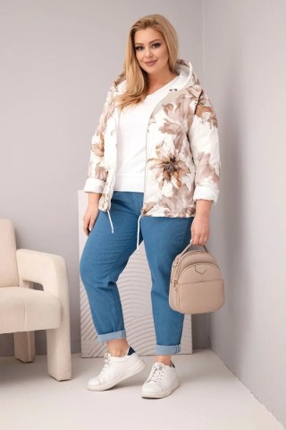 Kurtka damska wiosenna Plus Size z florystycznym wzorem fango