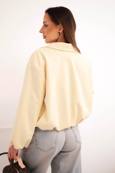 Kurtka damska z zamkiem i bufiastym rękawem żółta