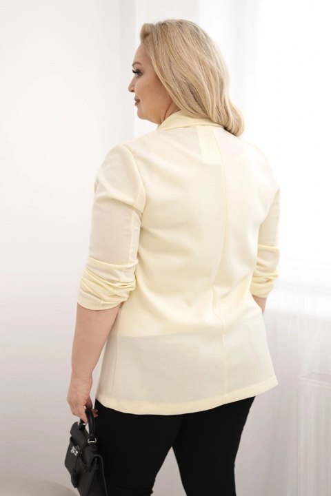 Marynarka damska z wiskozy Plus Size z długim rękawem i kołnierzem cytrynowa