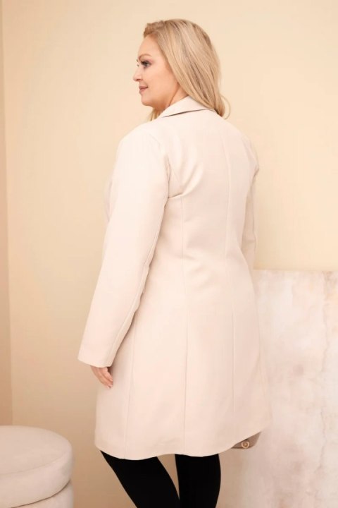 Płaszcz damski Plus Size długi z kołnierzem i kieszeniami beżowy