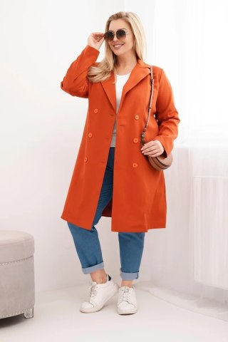 Płaszcz damski Plus Size dwurzędowy z kołnierzem rudy