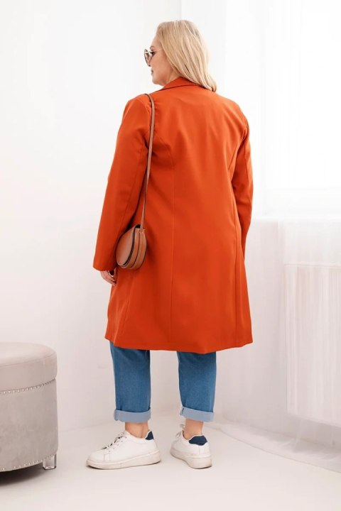 Płaszcz damski Plus Size dwurzędowy z kołnierzem rudy
