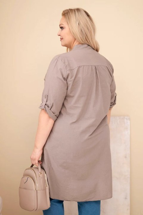 Sukienka damska Plus Size z haftem i podwijanym rękawem fango