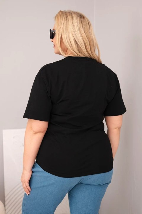 Bluzka damska bawełniana Plus Size z krótkim rękawem basic czarna