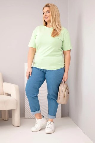 Bluzka damska bawełniana Plus Size z krótkim rękawem basic jabłkowa