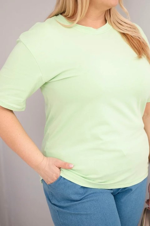 Bluzka damska bawełniana Plus Size z krótkim rękawem basic jabłkowa