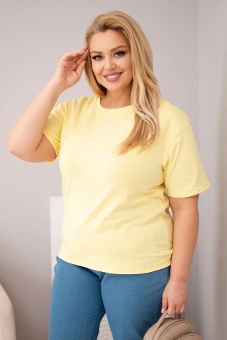 Bluzka damska bawełniana Plus Size z krótkim rękawem basic żółta