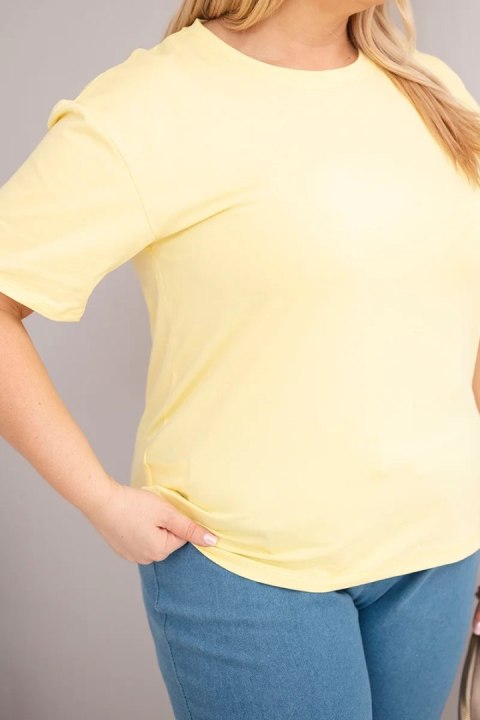 Bluzka damska bawełniana Plus Size z krótkim rękawem basic żółta