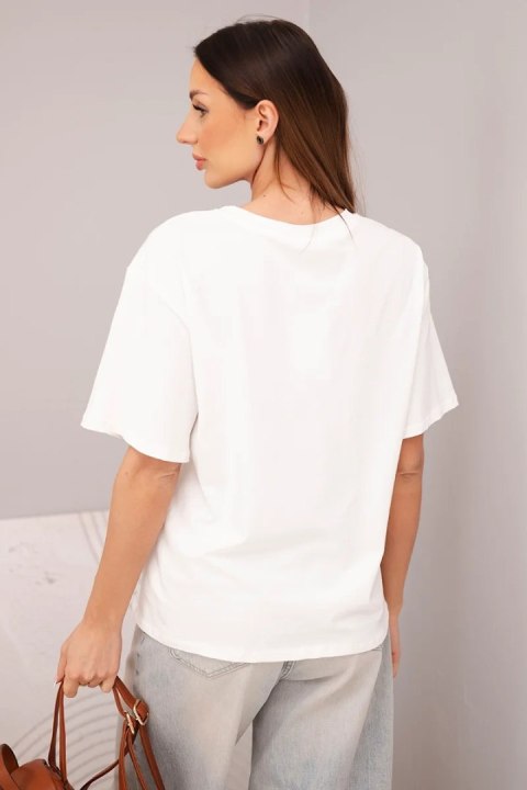 Bluzka damska bawełniana basic z krótkim rękawem biała