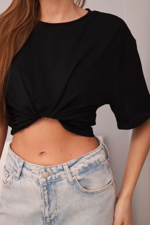 Bluzka damska bawełniana basic z krótkim rękawem czarna