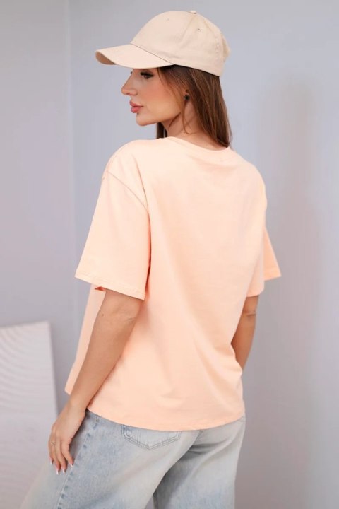 Bluzka damska bawełniana basic z krótkim rękawem łososiowa