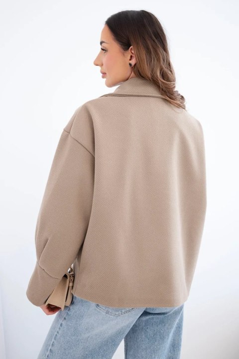 Kurtka damska krótka dwurzędowa z kołnierzem fango