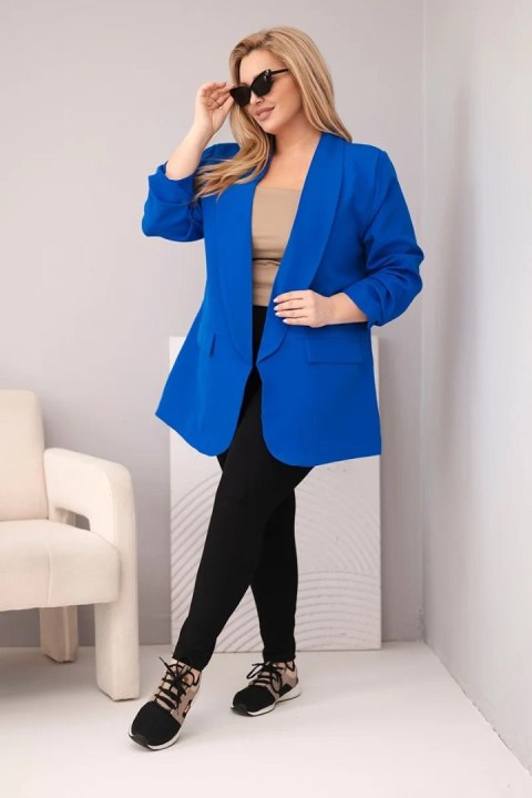 Marynarka damska Plus Size elegancka chabrowa