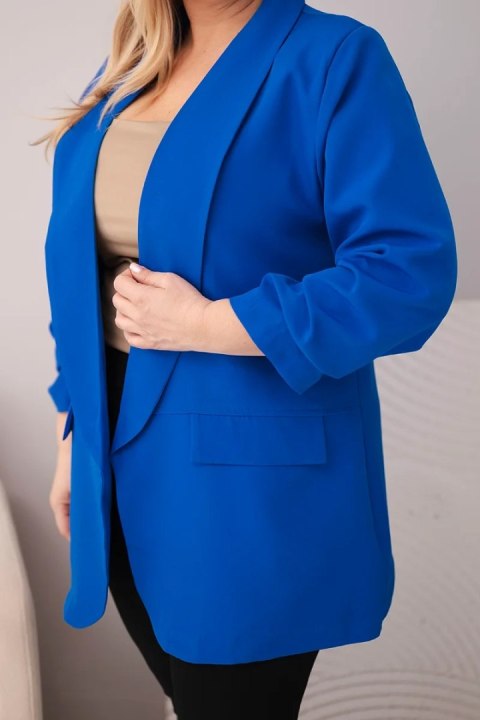 Marynarka damska Plus Size elegancka chabrowa