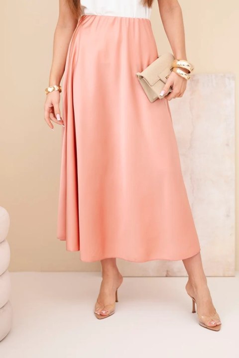 Spódnica damska wiskozowa rozkloszowana ciemno morelowa