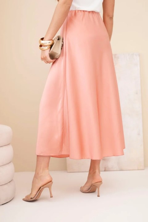 Spódnica damska wiskozowa rozkloszowana ciemno morelowa