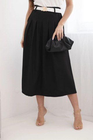 Spódnica damska wiskozowa z paskiem i zakładkami czarna