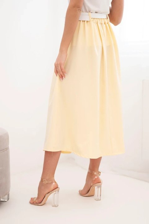 Spódnica damska wiskozowa z paskiem i zakładkami żółta