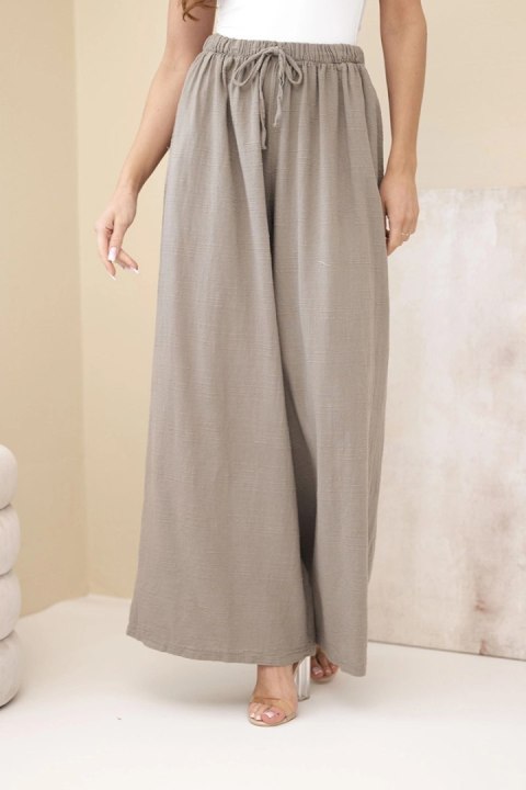 Spodnie damskie szerokie bawełniane z gumką w pasie fango