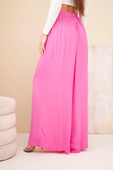 Spodnie damskie wiskozowe szerokie z gumką w pasie różowe