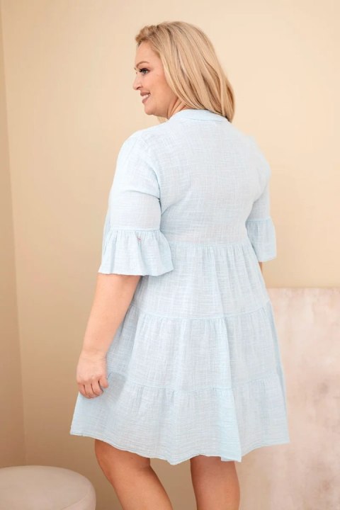 Sukienka damska bawełniana Plus Size z falbanami niebieska
