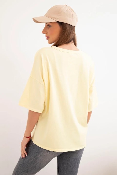 Bluzka damska bawełniana oversize z kwiatowym nadrukiem żółta