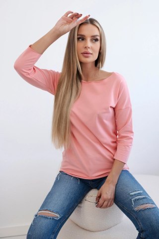 Bluzka damska z dekoltem w łódkę morelowa