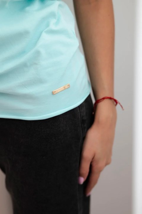 Bluzka damska z krótkim rękawem basic miętowa